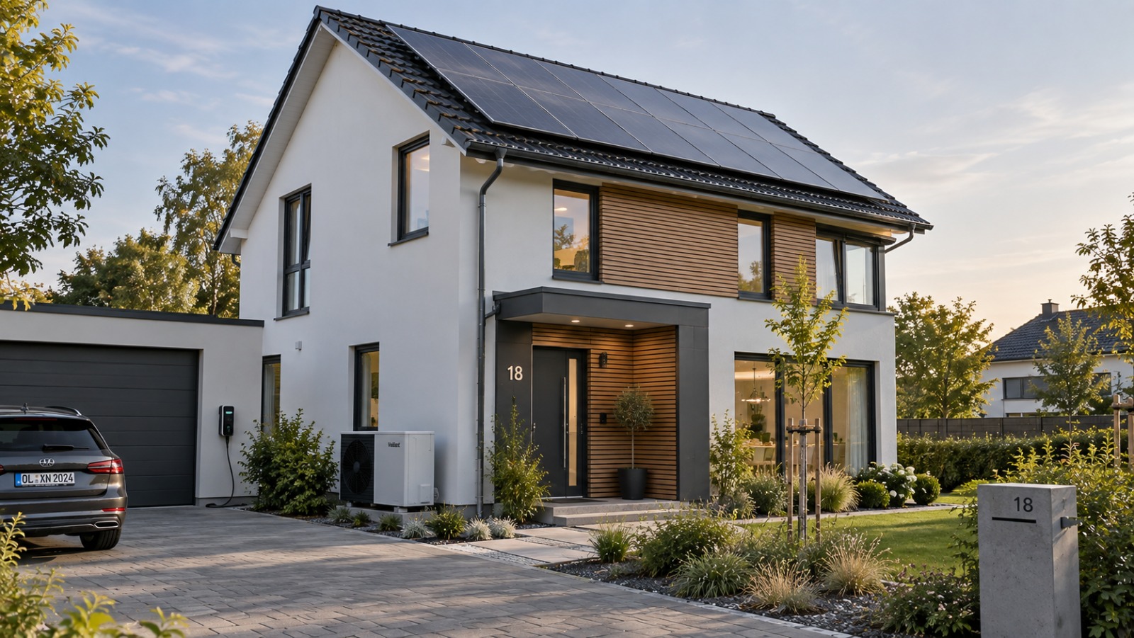 Energieeffizienter Neubau mit Photovoltaik, Wärmepumpe und Wallbox